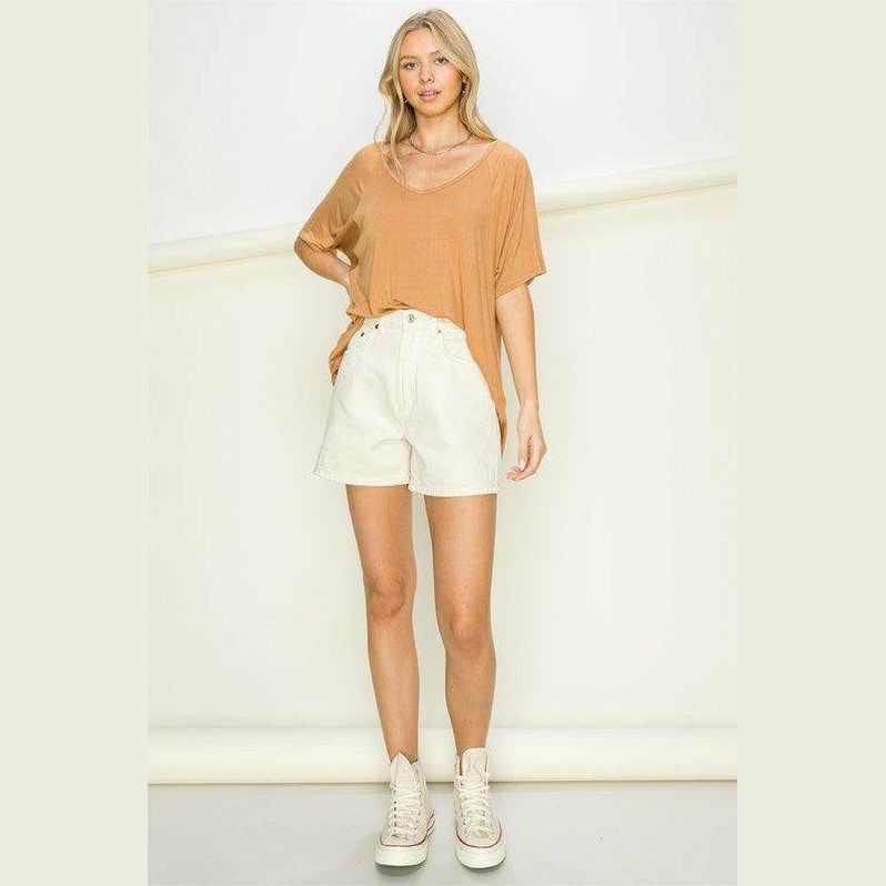 At Rest Oversized Short Sleeve Top - VacationGrabs