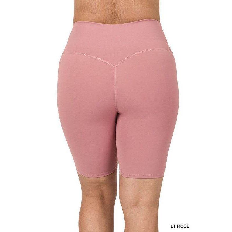 ZENANA Women's High Rise Athletic Shorts in Light Rose for Comfortable Workouts and Active Living