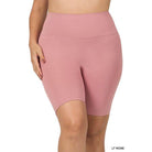 ZENANA Women'sHigh Rise Athletic Shorts in Light Rose for Comfort and Performance