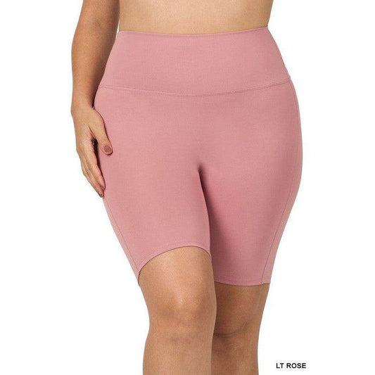 ZENANA Women'sHigh Rise Athletic Shorts in Light Rose for Comfort and Performance