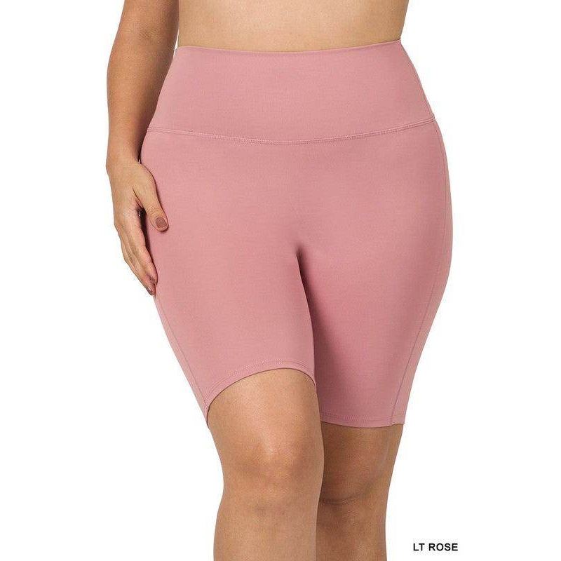 ZENANA Women'sHigh Rise Athletic Shorts in Light Rose for Comfort and Performance