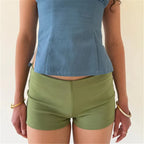 Women's olive green athletic shorts for casual summer wear