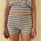 Women's striped athletic shorts, soft cotton for activewear