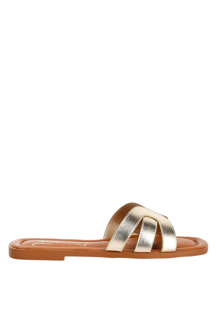 Aura Faux Leather Flat Sandals