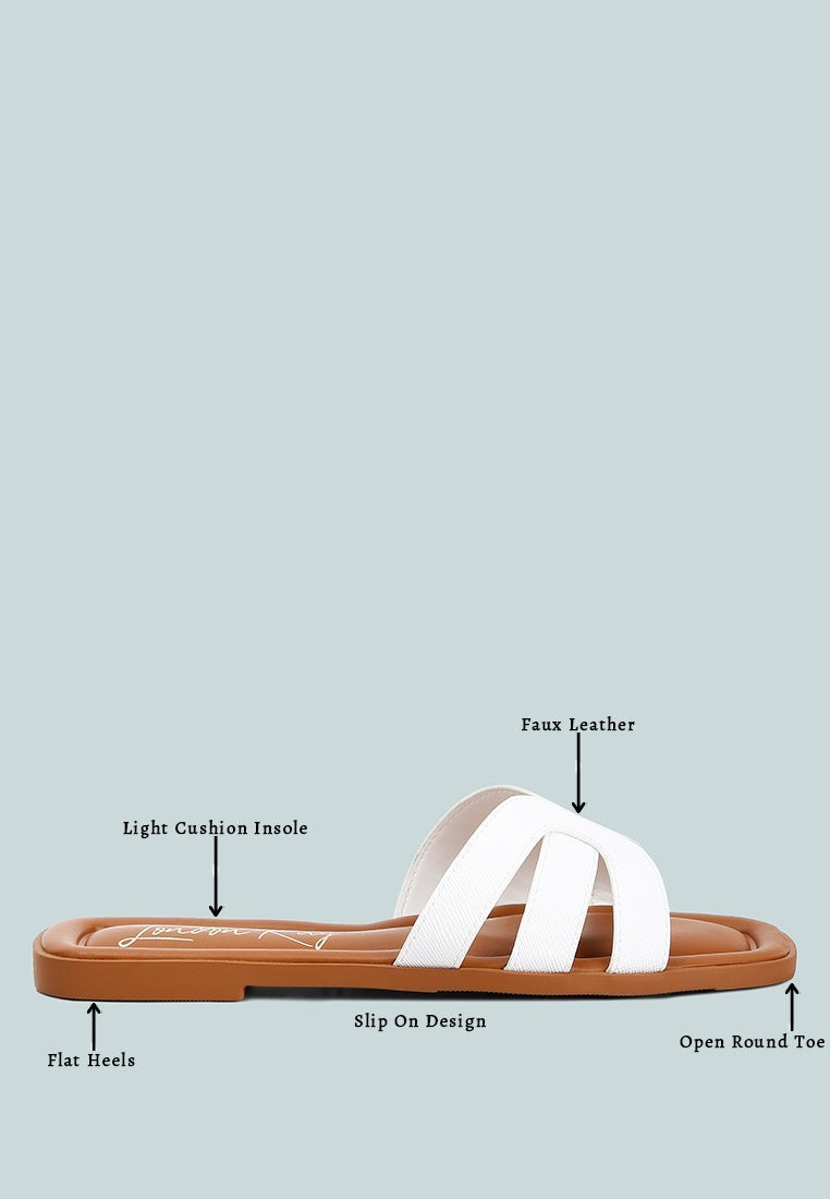 Aura Faux Leather Flat Sandals