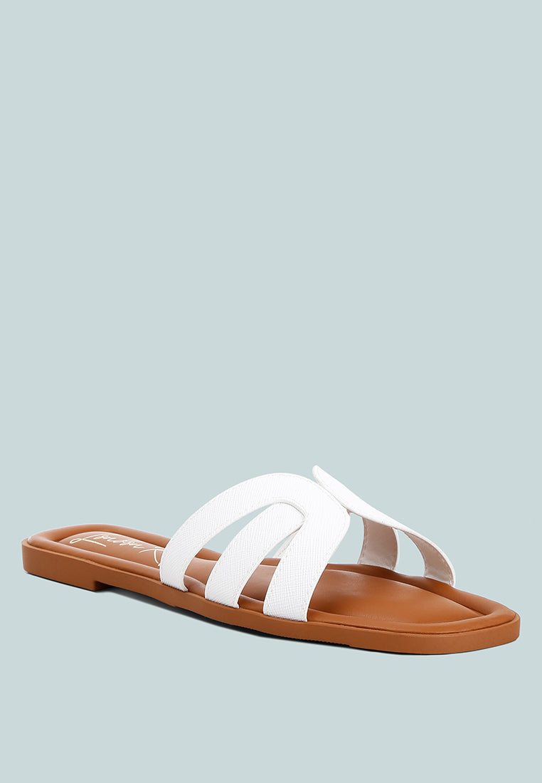 Aura Faux Leather Flat Sandals