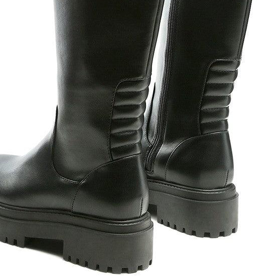 Women's Shoes - Boots Axle Round Toe Knee High Platform Boots In Black