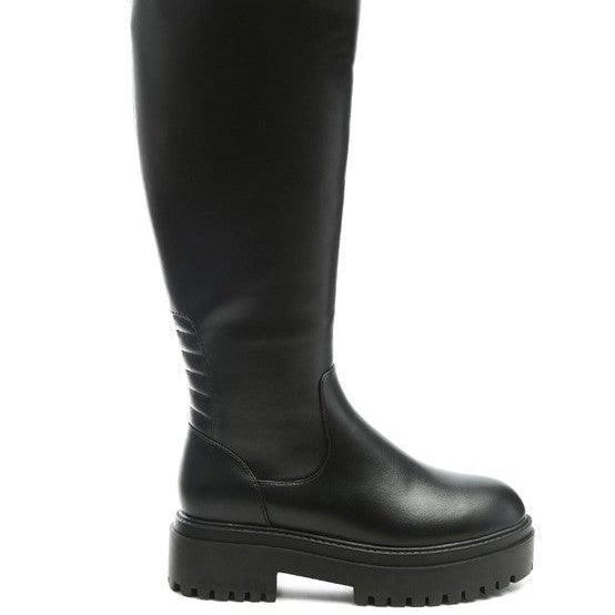 Women's Shoes - Boots Axle Round Toe Knee High Platform Boots In Black