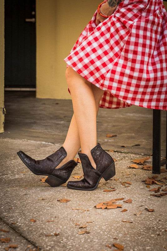 Western Cut Out Animal Hair Booties - VacationGrabs