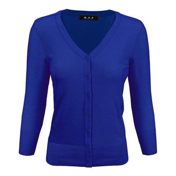V-Neck Button Down Knit Cardigan Sweater - VacationGrabs