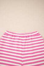 Stripe Contrast Trim Top & Loose Shorts Set