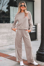 Varsity Stripe Crewneck Pullover & Sweatpants Set