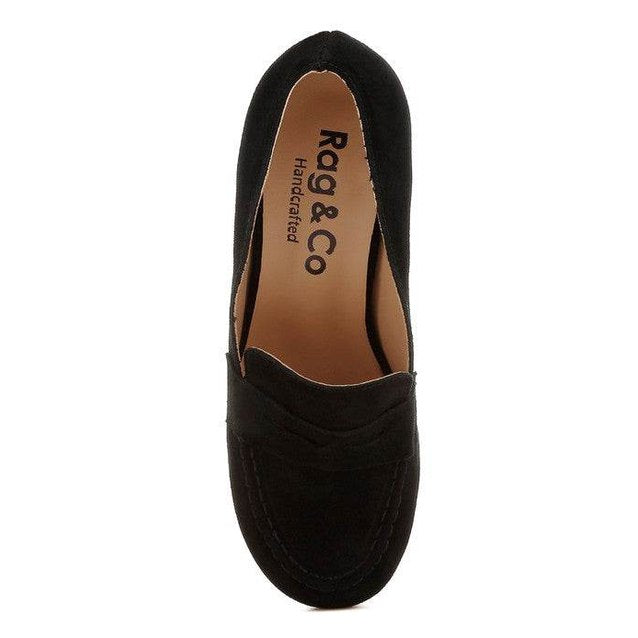 Astra Block Heel Genuine Suede Loafers - VacationGrabs
