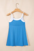 Contrast Trim Ribbed Lined Swim Dress w/ Pockets