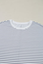 Stripe Ruffle Sleeve Crewneck T-Shirt Mini Dress