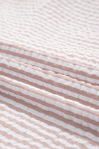 Stripe Frilled Collar 3/4 Sleeve Maxi Dress