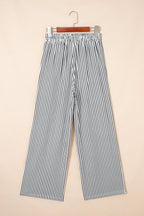 Stripe Wide Leg Elastic Drawstring Pants