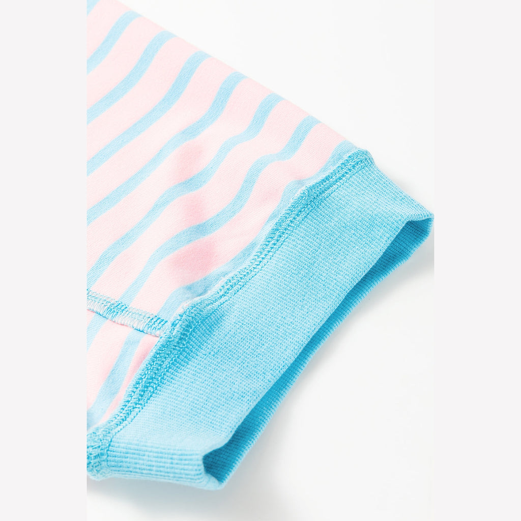 Pink Stripe Oversized Contrast Trim Exposed Seam High Low T