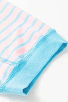 Women's Shirts - T-ShirtsPink Stripe Oversized Contrast Trim Exposed Seam High Low T - VacationGrabs