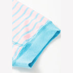 Pink Stripe Oversized Contrast Trim Exposed Seam High Low T