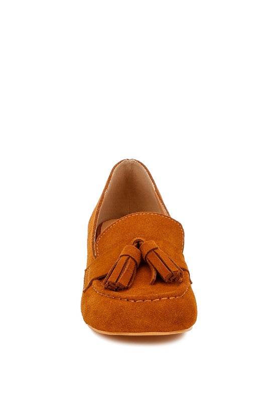 Aloha Tassels Detail Genuine Suede Loafers - VacationGrabs