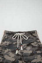 Camo Side Stripe Panel Drawstring Pants