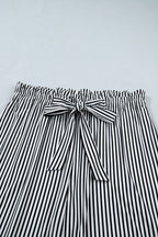 Plus Size Stripe Tie Waist Straight Pants