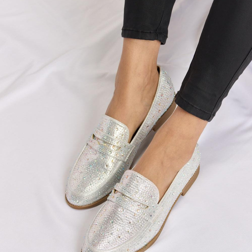 Women's Shoes Forever Link Rhinestone Point Toe Loafers