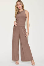 Basic Bae Full Size Ribbed Tank and Wide Leg Pants Set - VacationGrabs