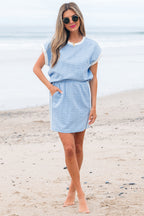 Textured Contrast Trim Crewneck Tee & Pocketed Skirt Set