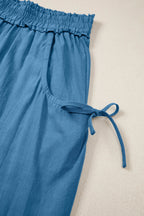 Smocked High Waist Drawstring Pocket Jogger Pants