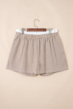 Plus Size Gingham Plaid Ruffle Contrast Trim Shorts