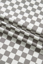 Checker Ribbed Knit Halter Tank Top