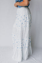 Floral Patchwork High Waist Tiered Maxi Skirt