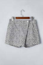 Leopard Denim Wrap Front Shorts