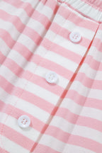 Stripe Drop Shoulder Top & Buttoned Pants Set