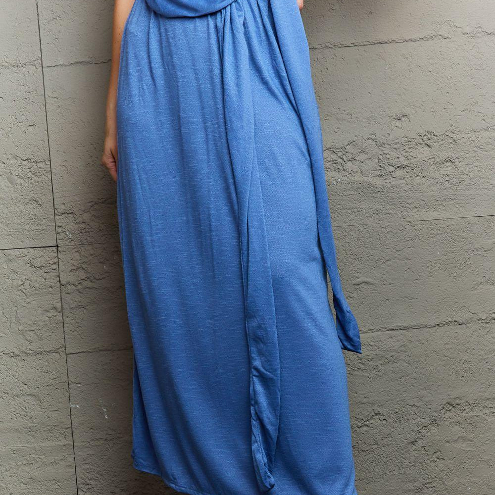 Women's Dresses Blue Criss Cross Halter Dress