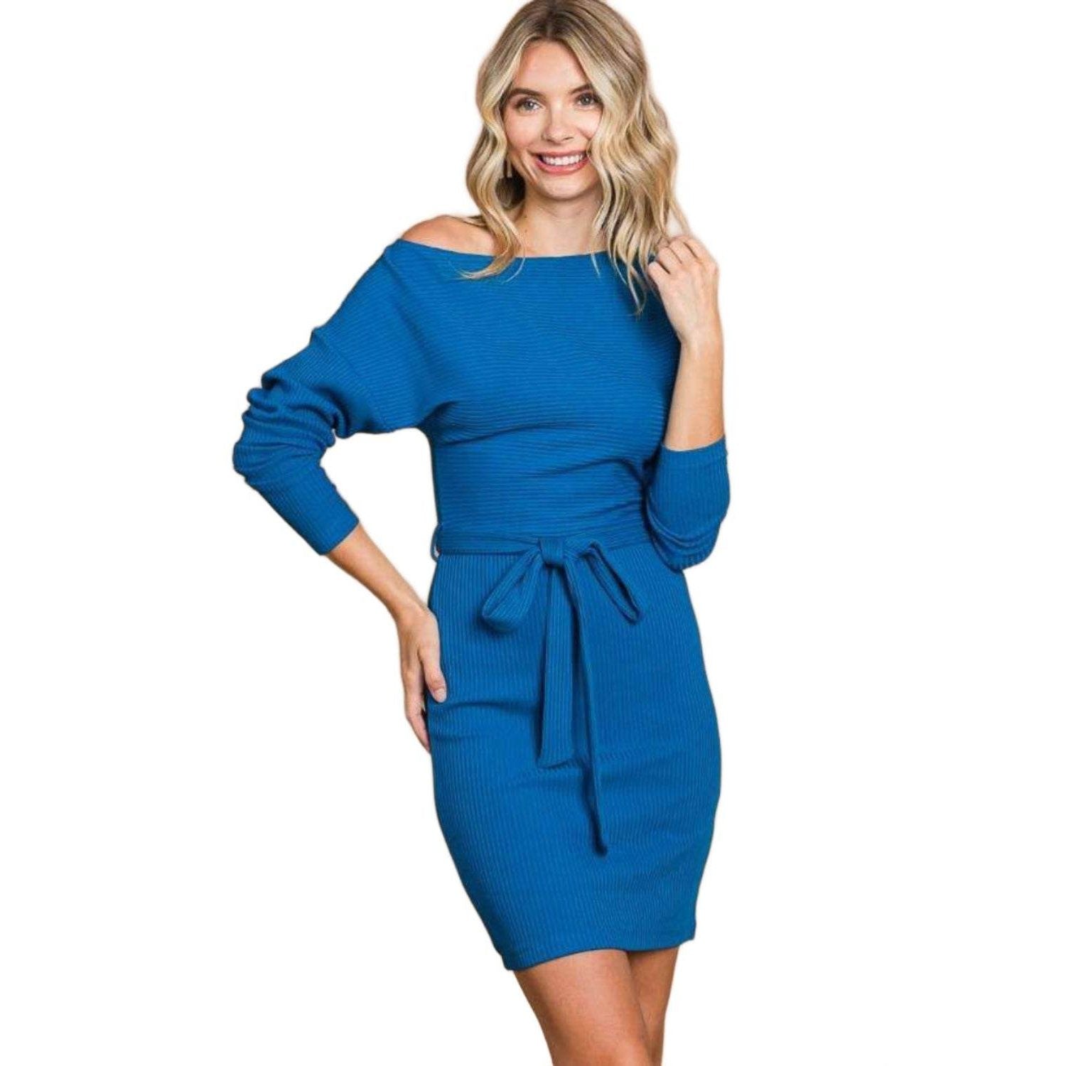 Culture Code Full Size Off Shoulder Dolman Sleeve Dress - VacationGrabs