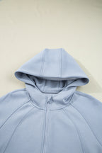 Solid Half-Zip Hoodie and Pants Set