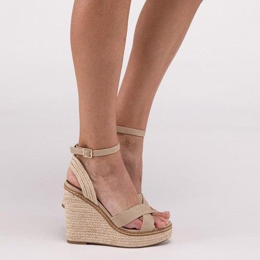 Women's Shoes - Sandals Ankle Strap Espadrille Platform Wedge Sandals