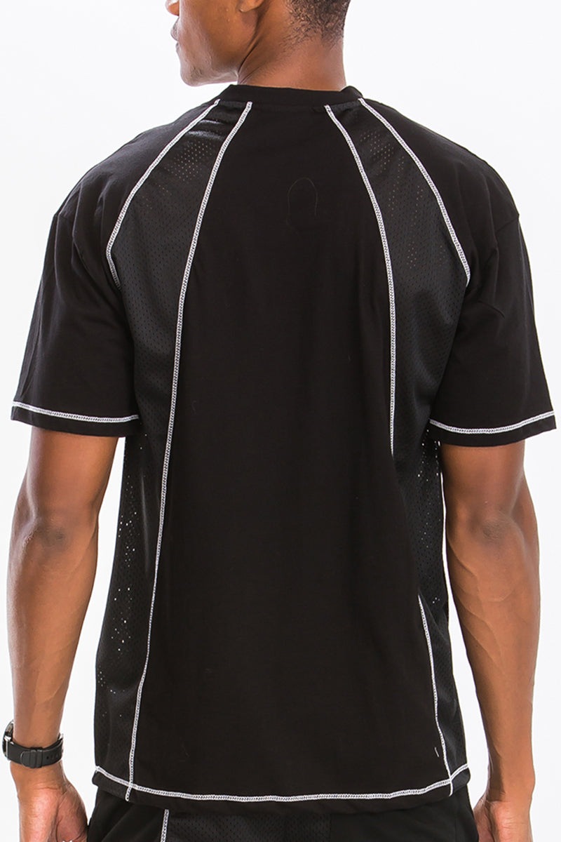 Alvin Mesh Contrast Short Set – Cotton Blend
