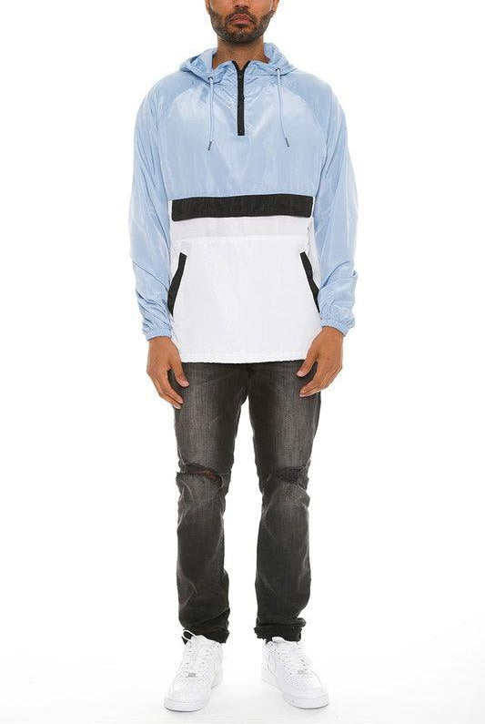 Men's Jackets Color Block Anorak Jacket Pullover Windbreaker