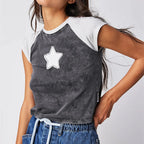Women's gray baby tees with star design, perfect for casual wear