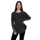 ZENANA women's baby waffle knit shirt in dark color with long sleeves and a relaxed fit