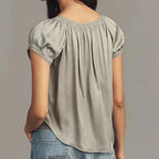 Women's gray babydoll top in soft material for casual wear