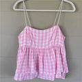 Women's pink gingham babydoll top, lightweight cotton for casual wear