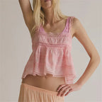 Women's pink babydoll top in lightweight fabric for casual wear