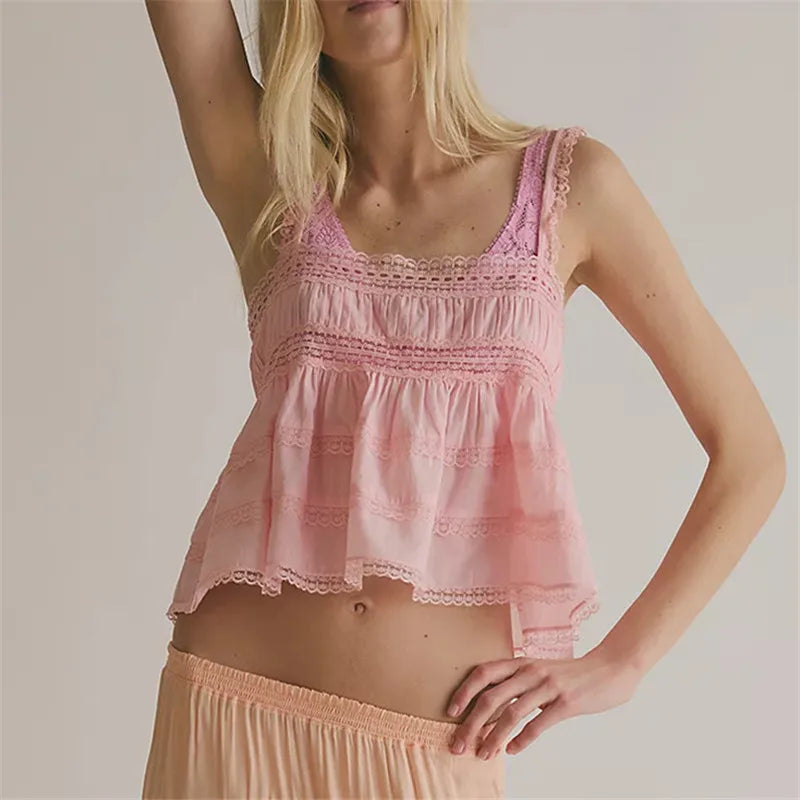 Women's pink babydoll top in lightweight fabric for casual wear