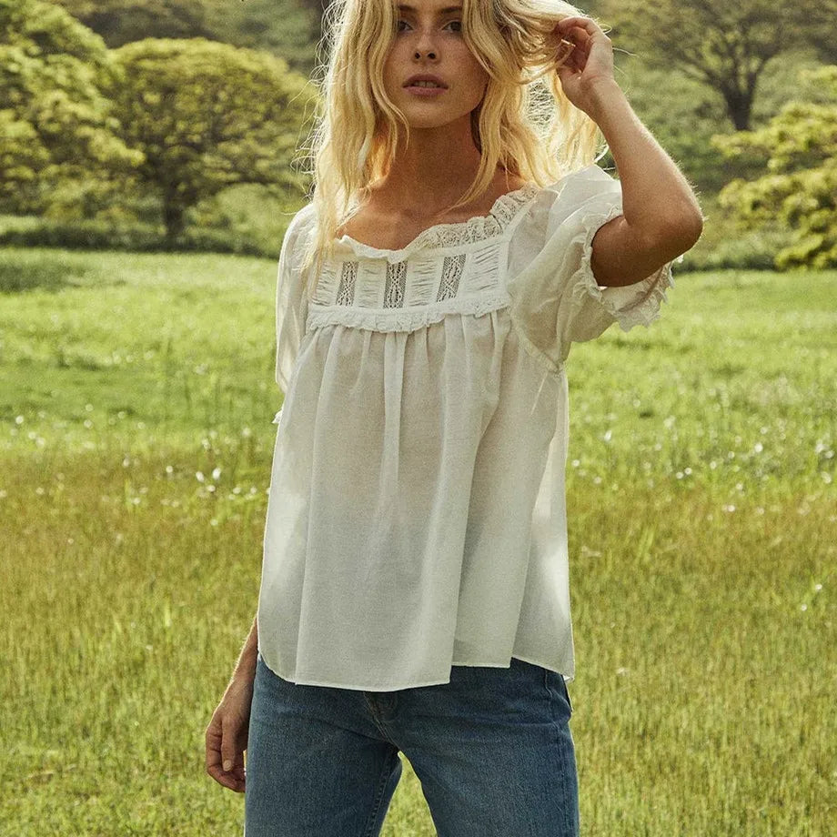 Women's white babydoll top, lightweight cotton, perfect for casual wear
