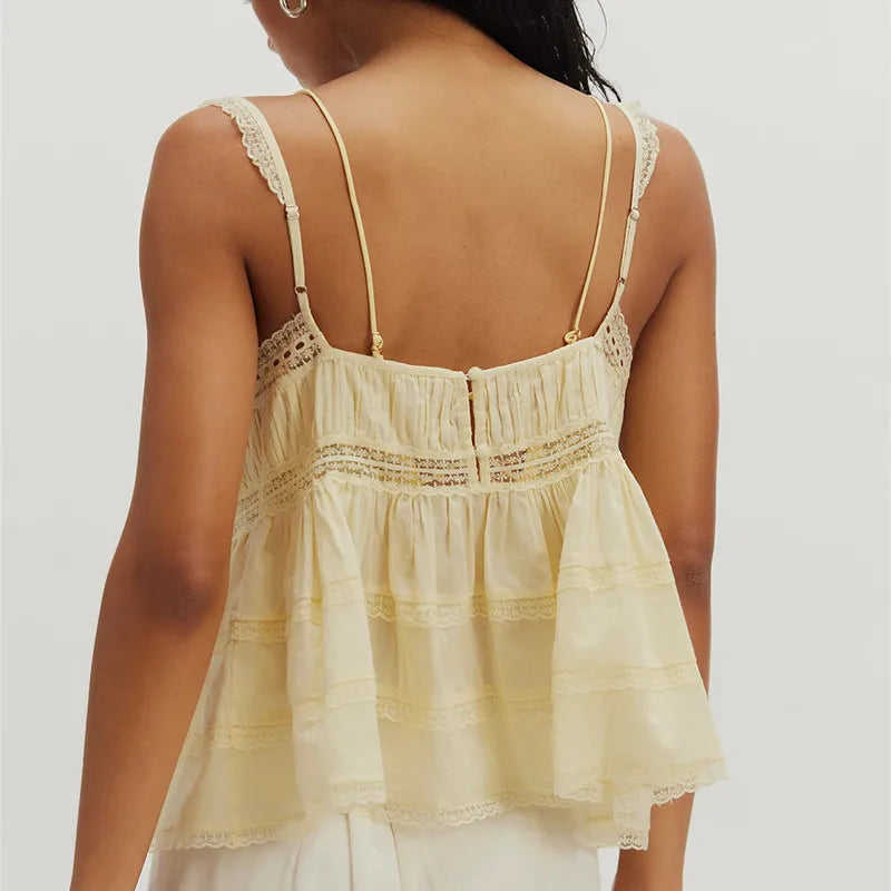 Women's yellow babydoll top, lightweight fabric for summer outings